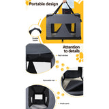 i.Pet Pet Carrier Soft Crate Dog Cat Travel 121x80CM Portable Foldable Car 4XL - Rear View