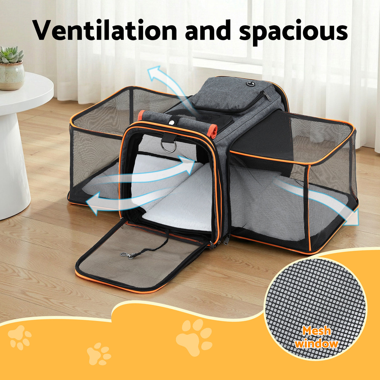 i.Pet Pet Carrier Bag Foldable Expandable Dog Cat Travel Cage Portable Car Kennel
