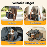 i.Pet Pet Carrier Bag Foldable Expandable Dog Cat Travel Cage Portable Car Kennel - 45-Degree Angle