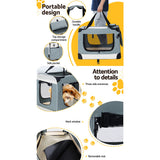 i.Pet Pet Carrier Soft Crate Dog Cat Travel 70x52CM Portable Foldable Car Large - Rear View