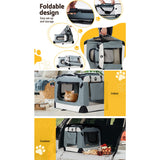 i.Pet Pet Carrier Soft Crate Dog Cat Travel 70x52CM Portable Foldable Car Large - Close-Up Angle
