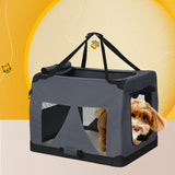 i.Pet Pet Carrier Soft Crate Dog Cat Travel 60x42CM Portable Foldable Car M - Low Angle
