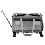 i.Pet Pet Carrier Swivel Wheels Foldable Cat Dog Trolley Stroller Travel Bag Grey