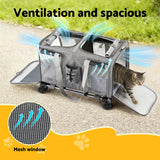 i.Pet Pet Carrier Swivel Wheels Foldable Cat Dog Trolley Stroller Travel Bag Grey - Top-Down View