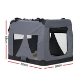 i.Pet Pet Carrier Soft Crate Dog Cat Travel 82x58CM Portable Foldable Car XL - Front View