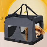 i.Pet Pet Carrier Soft Crate Dog Cat Travel 82x58CM Portable Foldable Car XL - Low Angle