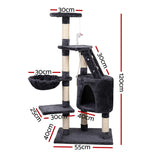 i.Pet Cat Tree 120cm Tower Scratching Post Scratcher Wood Condo House Bed Toys - Front View