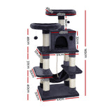 i.Pet Cat Tree 145cm Tower Scratching Post Scratcher Wood Condo House Large Bed - Front View