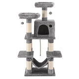 i.Pet Cat Tree 145cm Tower Scratching Post Trees Scratcher Condo House Light Grey - Side View