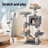 i.Pet Cat Tree 145cm Tower Scratching Post Trees Scratcher Condo House Light Grey - Top-Down View