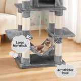 i.Pet Cat Tree 145cm Tower Scratching Post Trees Scratcher Condo House Light Grey - 45-Degree Angle
