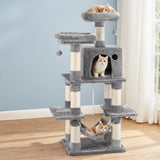 i.Pet Cat Tree 145cm Tower Scratching Post Trees Scratcher Condo House Light Grey - Close-Up Angle