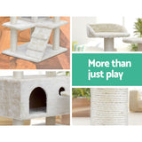 i.Pet Cat Tree 134cm Tower Scratching Post Scratcher Wood Condo House Bed Beige - Close-Up Angle