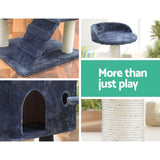 i.Pet Cat Tree 134cm Tower Scratching Post Scratcher Wood Condo House Bed Grey - 45-Degree Angle