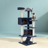 i.Pet Cat Tree 134cm Tower Scratching Post Scratcher Wood Condo House Bed Grey - Low Angle
