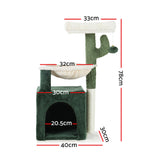 i.Pet Cat Tree 78cm Scratching Post Tower Scratcher Wood Condo House Bed Toys Green - Front View