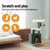 i.Pet Cat Tree 78cm Scratching Post Tower Scratcher Wood Condo House Bed Toys Green - Top-Down View