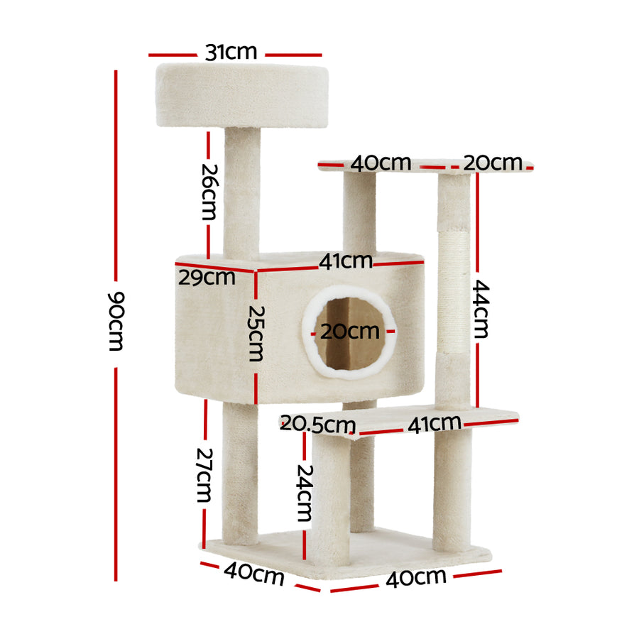 i.Pet Cat Tree 90cm Scratching Post Tower Scratcher Wood Condo House Bed Trees, image 2