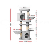 i.Pet Cat Tree 123cm Tower Scratching Post Scratcher Wood Condo House Bed Toys - Front View