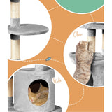 i.Pet Cat Tree 123cm Tower Scratching Post Scratcher Wood Condo House Bed Toys - Rear View