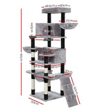 i.Pet Cat Tree 161cm Tower Scratching Post Scratcher Wood Condo House Play Bed - Front View