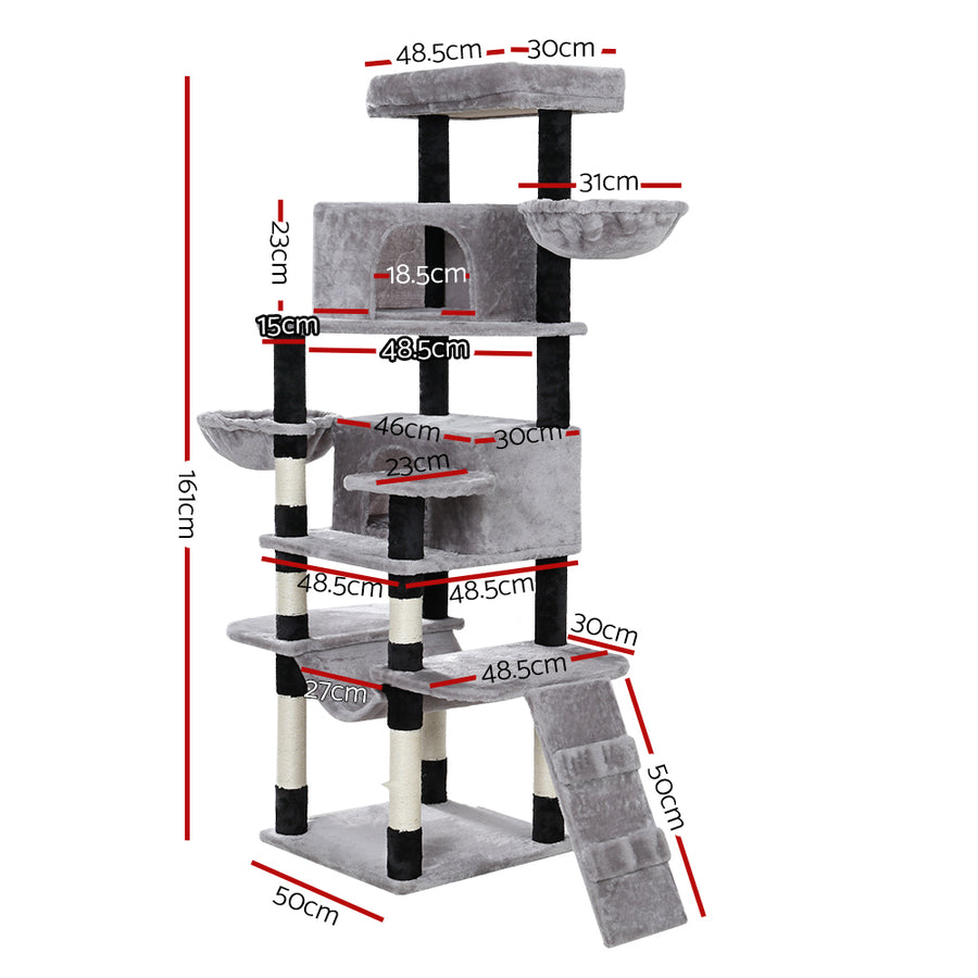 i.Pet Cat Tree 161cm Tower Scratching Post Scratcher Wood Condo House Play Bed, image 2