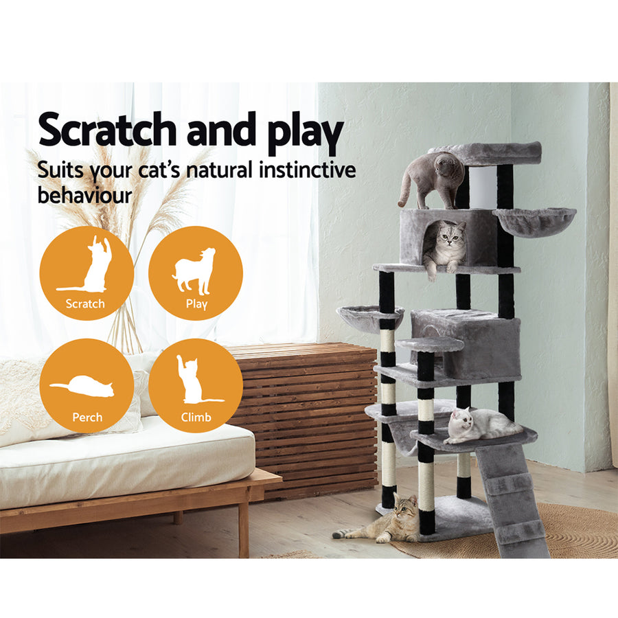 i.Pet Cat Tree 161cm Tower Scratching Post Scratcher Wood Condo House Play Bed, image 4
