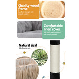i.Pet Cat Tree 161cm Tower Scratching Post Scratcher Wood Condo House Play Bed - 45-Degree Angle