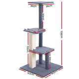 i.Pet Cat Tree 124cm Scratching Post Tower Scratcher Trees Wood Condo Board - Front View