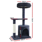i.Pet Cat Tree 94cm Scratching Post Tower Scratcher Condo House Wood Trees Grey - Front View