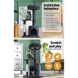 i.Pet Cat Tree 94cm Scratching Post Tower Scratcher Condo House Wood Trees Grey - 45-Degree Angle