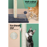 i.Pet Cat Tree 105cm Scratching Post Scratcher Tower Condo House Hanging toys Grey - 45-Degree Angle
