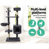 i.Pet Cat Tree 140cm Tower Scratching Post Scratcher Trees Toys Condo Bed Grey - Side View