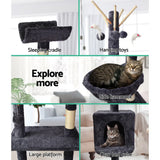 i.Pet Cat Tree 140cm Tower Scratching Post Scratcher Trees Toys Condo Bed Grey - 45-Degree Angle