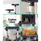 i.Pet Cat Tree 184cm Tower Scratching Post Scratcher Wood Trees Condo Bed House - 45-Degree Angle