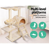 i.Pet Cat Tree 100cm Tower Scratching Post Scratcher Condo House Trees Bed Beige - Side View
