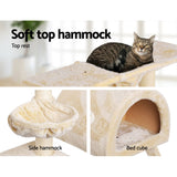 i.Pet Cat Tree 100cm Tower Scratching Post Scratcher Condo House Trees Bed Beige - 45-Degree Angle