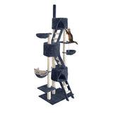 i.Pet Cat Tree 244cm Tower Scratching Post Scratcher Trees Condo House Grey - Low Angle
