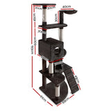 i.Pet Cat Tree 193cm Tower Scratching Post Scratcher Condo House Trees Grey - Front View