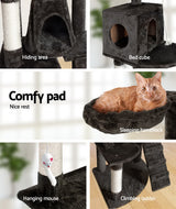 i.Pet Cat Tree 193cm Tower Scratching Post Scratcher Condo House Trees Grey - 45-Degree Angle