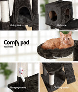 i.Pet Cat Tree 193cm Tower Scratching Post Scratcher Condo House Trees Grey - Close-Up Angle