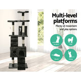 i.Pet Cat Tree 180cm Tower Scratching Post Scratcher Wood Condo House Toys Grey - Side View