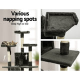 i.Pet Cat Tree 180cm Tower Scratching Post Scratcher Wood Condo House Toys Grey - 45-Degree Angle