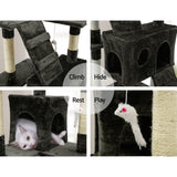 i.Pet Cat Tree 180cm Tower Scratching Post Scratcher Wood Condo House Toys Grey - Rear View