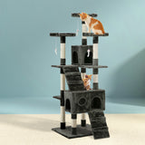i.Pet Cat Tree 180cm Tower Scratching Post Scratcher Wood Condo House Toys Grey - Low Angle