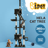 i.Pet Cat Tree 260cm Tower Scratching Post Scratcher Condo House Trees Grey - Side View