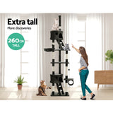 i.Pet Cat Tree 260cm Tower Scratching Post Scratcher Condo House Trees Grey - 45-Degree Angle