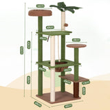 i.Pet Cat Tree Tower 152cm Jungle Multi-Level Scratching Post Leafy Canopy - Front View