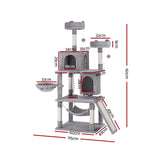 i.Pet Cat Tree Tower Scratching Post Scratcher 161cm Condo House Trees Grey - Front View