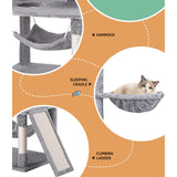 i.Pet Cat Tree Tower Scratching Post Scratcher 161cm Condo House Trees Grey - 45-Degree Angle